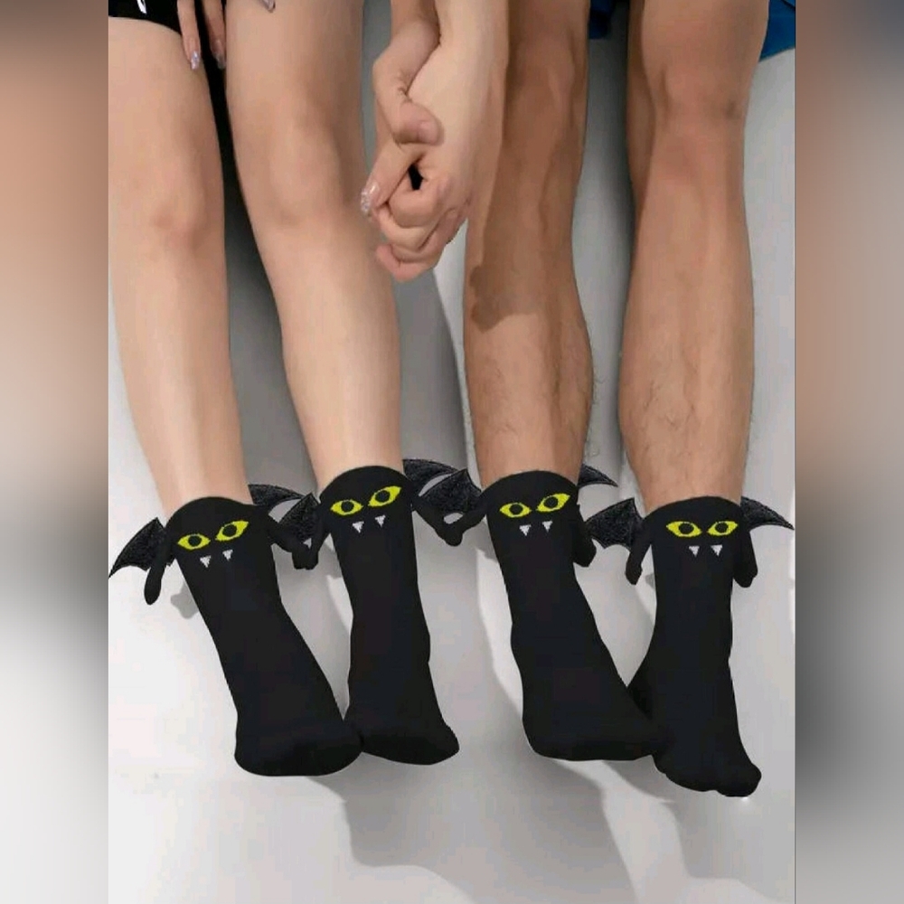 Black Halloween Little  Mid-Calf Socks,